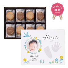 想いギフト　誕生記念キャンバス　大（青い鳥）＋ゴディバ ラングドシャクッキーアソートメント30枚入