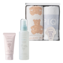 ジェラート ピケ ベア柄タオルハンカチ2枚セットとヘアミスト＆ハンドクリーム