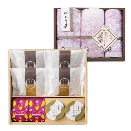 ふっくらどら焼きと甘美菓子＋今治　桜おり布　組合せギフトＢ