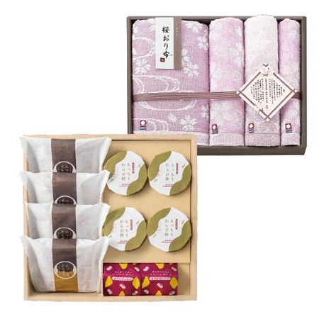 ふっくらどら焼きと甘美菓子＋今治　桜おり布　組合せギフトＣ