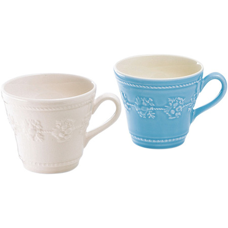 ウェッジウッド クイーンズウェア コレクション　フェスティビティ アイボリー・ブルー ペアマグ