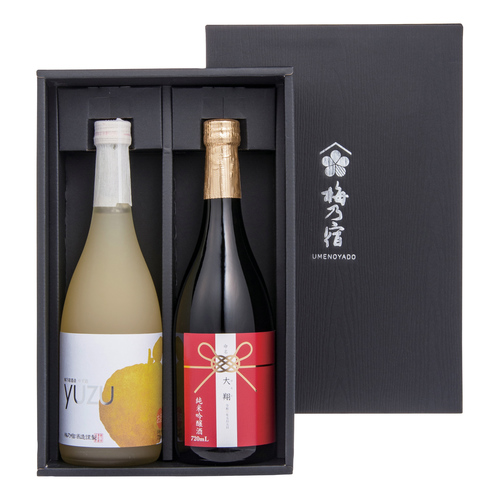 梅乃宿酒造 名入れ純米吟醸酒とゆず酒セット 内祝い・ギフトのお返しに