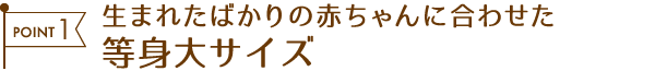 生まれたばかりの赤ちゃんに合わせた等身大サイズ