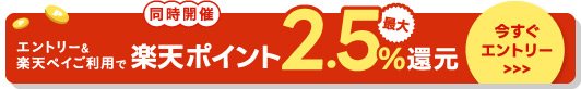 エントリーと楽天Payご利用で楽天ポイント最大2.5パーセント還元